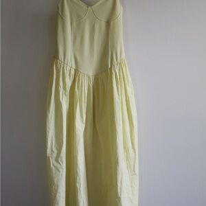 Zara Pale Yellow Strapless Maxi Dress